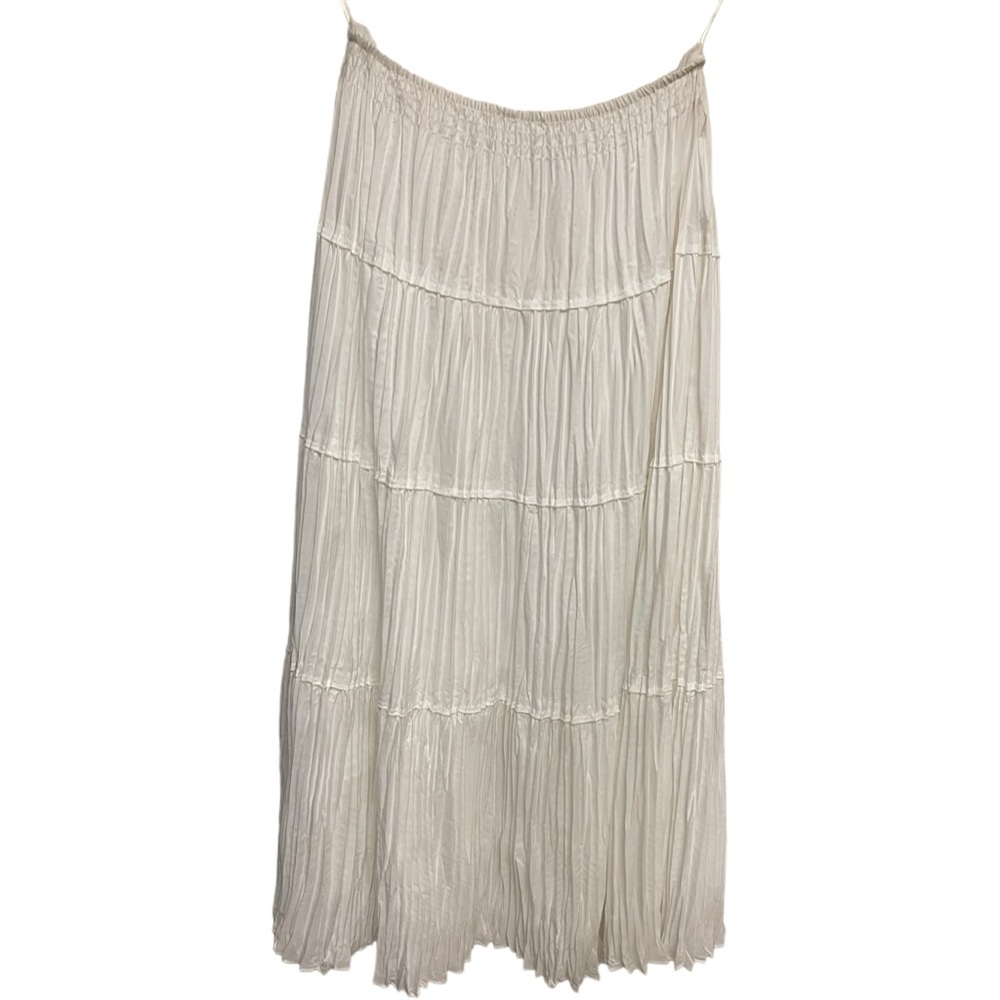WHBM WHITE HOUSE BLACK MARKET Skirt Pull On Tiered Crinkle Maxi White Size XS